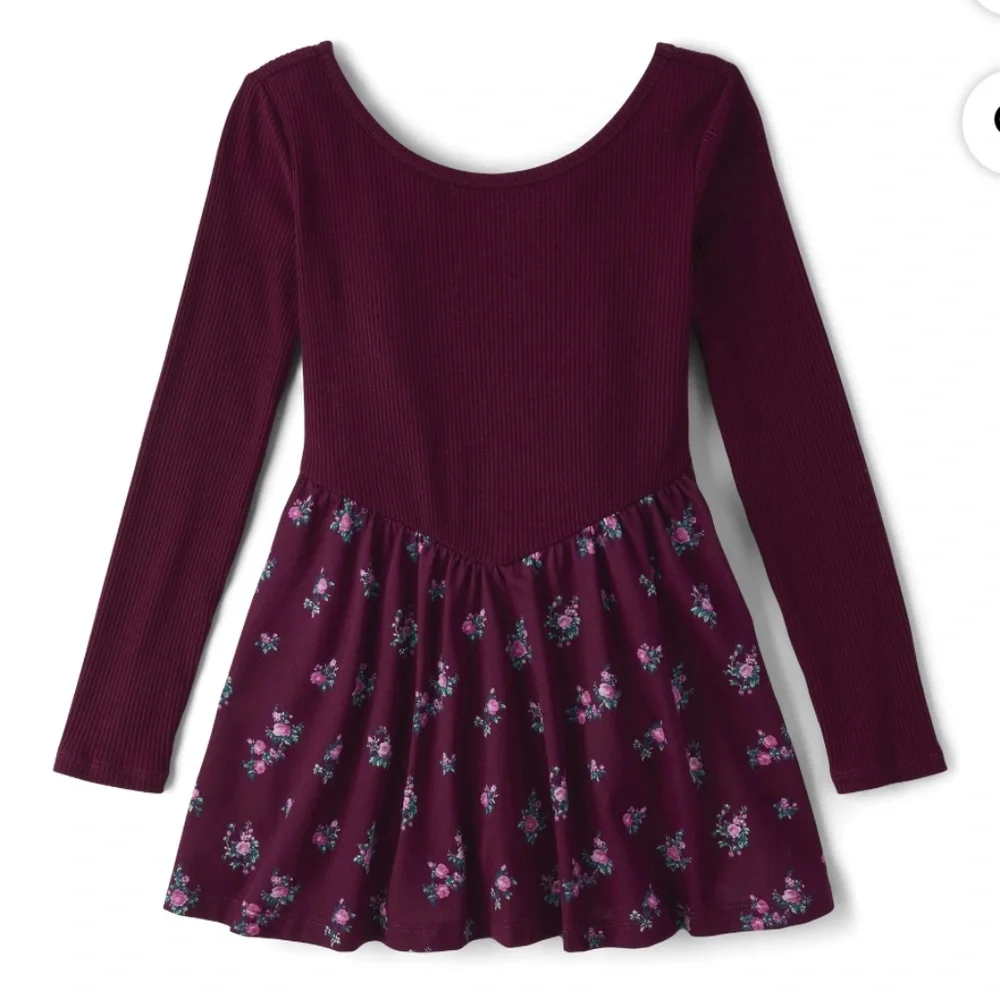 The Children’s Place Girls Maroon Floral Dress Size Medium (7-8) NWT